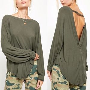 Free People Green Ribbed Shimmy Shake Tunic Top